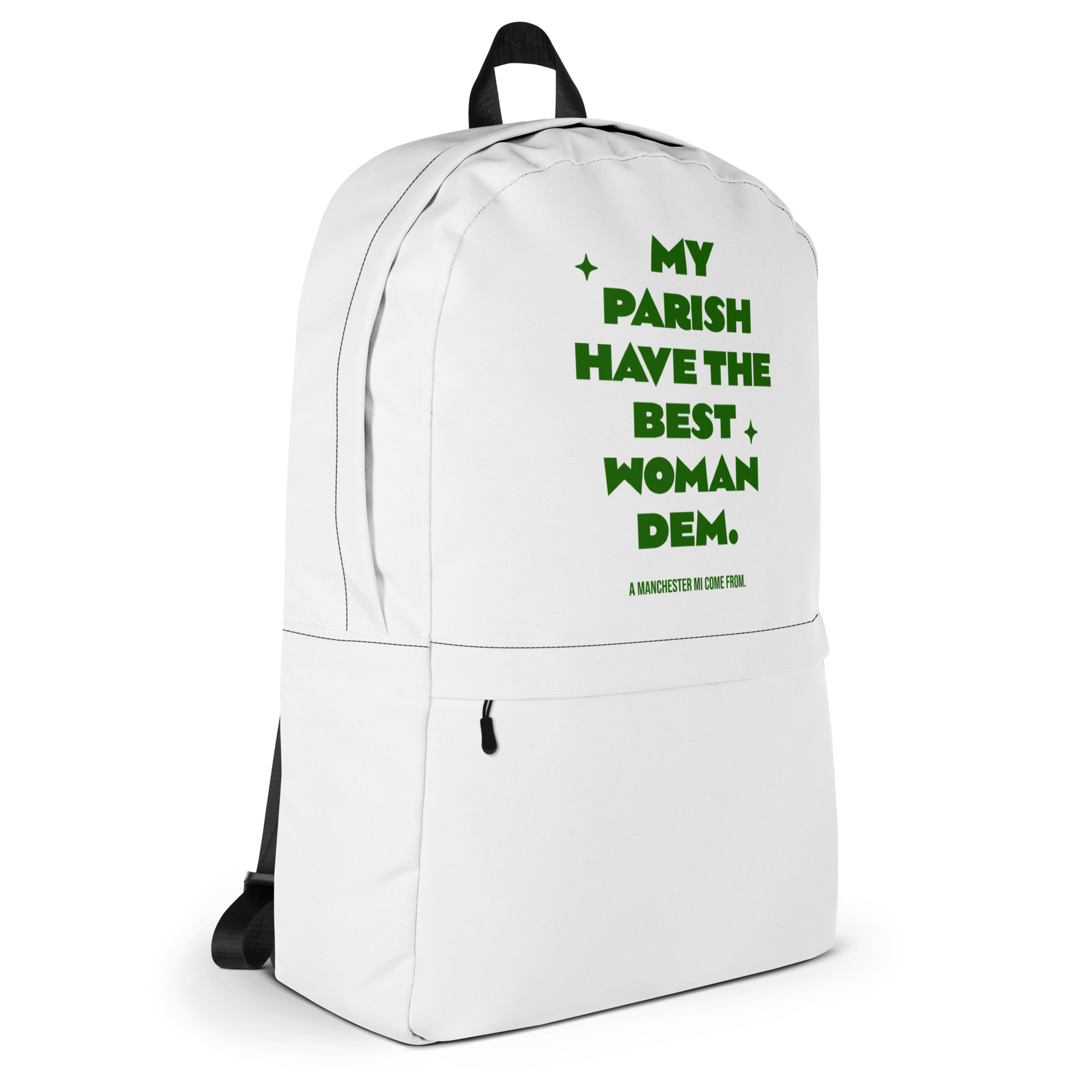 A MANCHESTER MI COME FROM - Backpack - Jamaican slang on a backpack Jamaica personalized backpack Jamaica book bag Jamaican bag