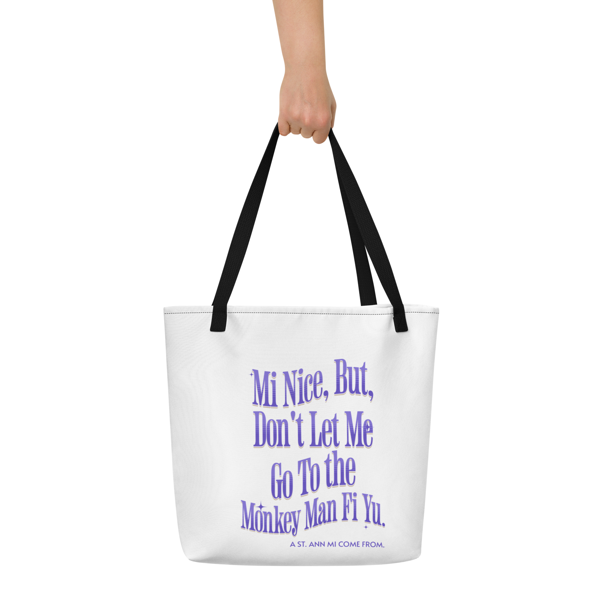 AST. ANN MI COME FROM - Large Tote Bag - Jamaica Tote Bags, Custom Cotton Tote Bags, Destination Tote Bags, Tote Bag Personalized