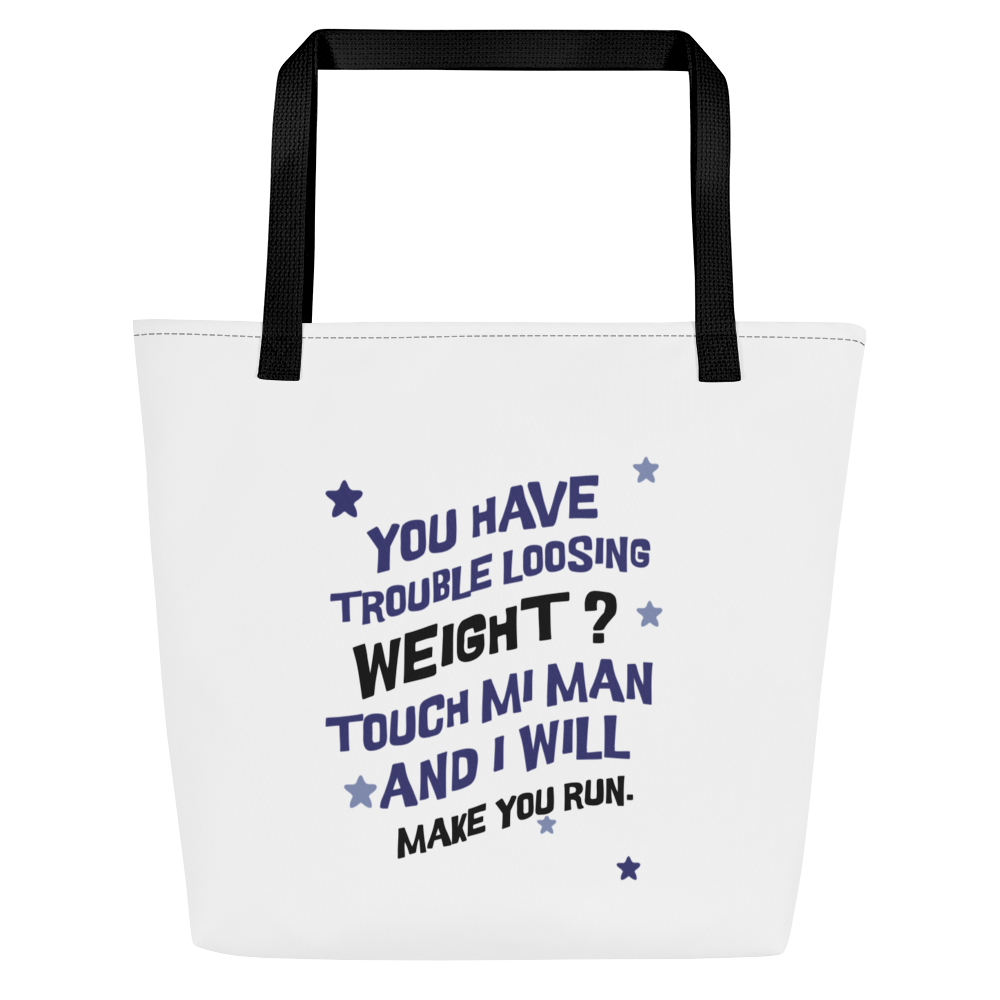 TOUCH MI MAN - Large Tote Bag - Jamaica Tote Bags, Custom Cotton Tote Bags, Destination Tote Bags, Tote Bag Personalized