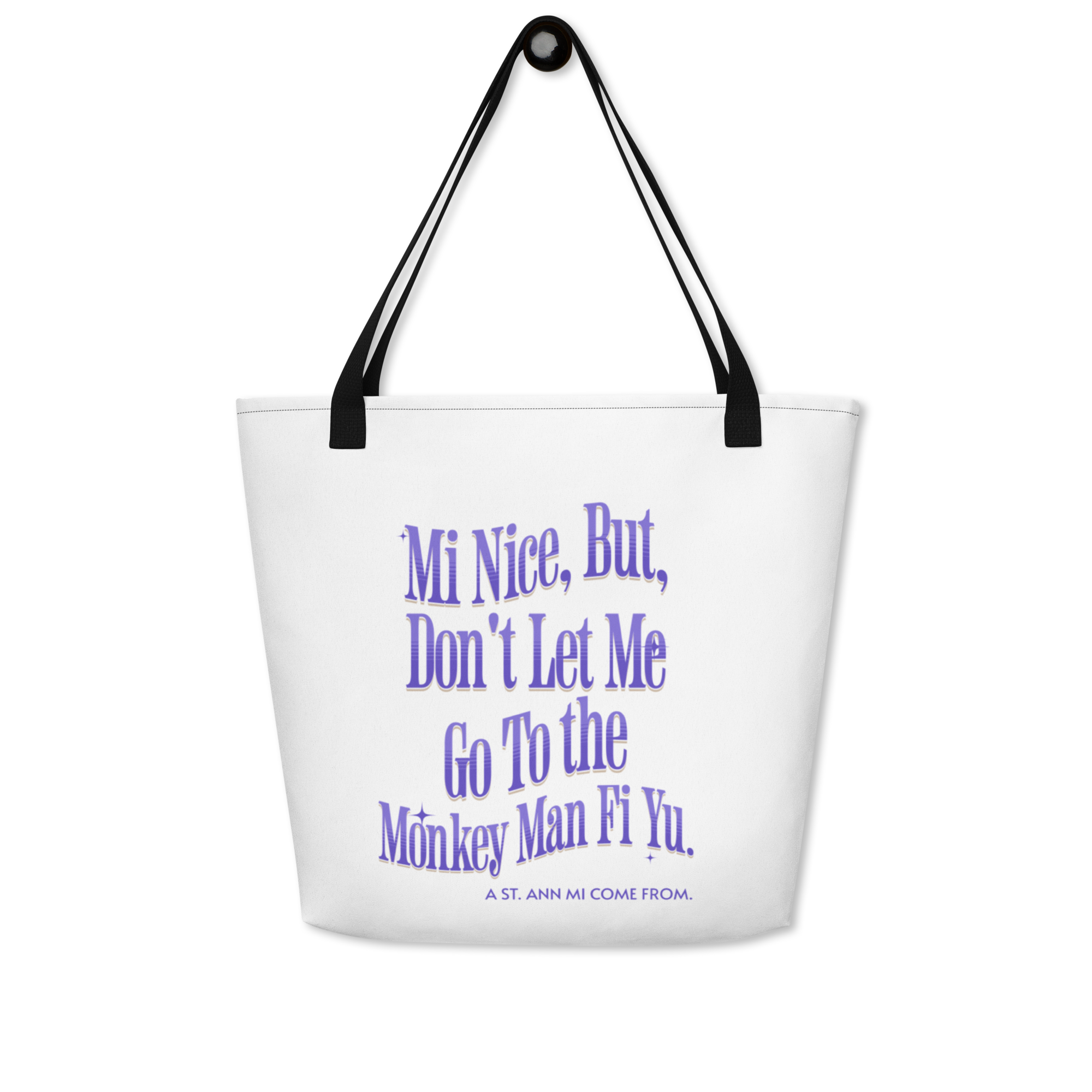 AST. ANN MI COME FROM - Large Tote Bag - Jamaica Tote Bags, Custom Cotton Tote Bags, Destination Tote Bags, Tote Bag Personalized