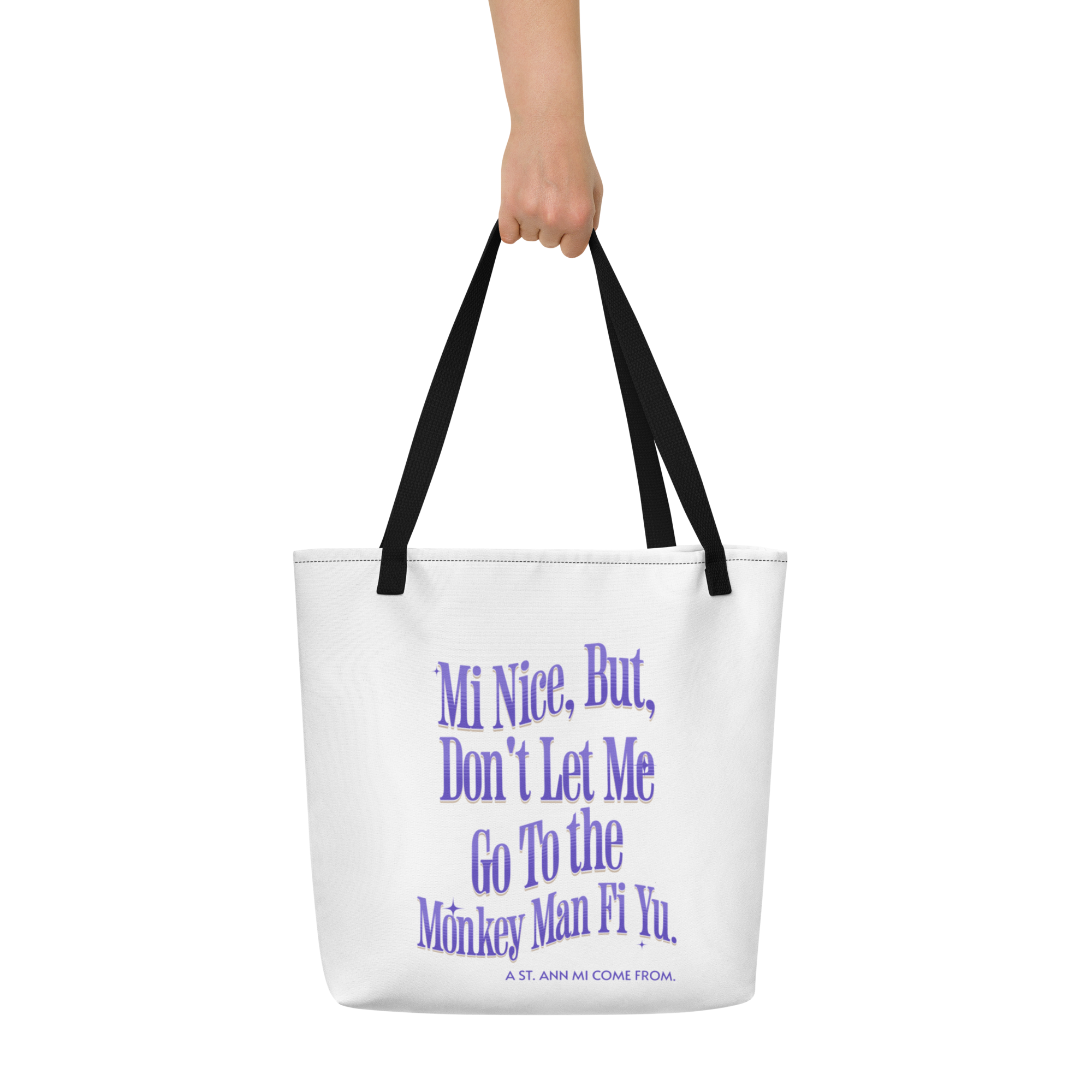 AST. ANN MI COME FROM - Large Tote Bag - Jamaica Tote Bags, Custom Cotton Tote Bags, Destination Tote Bags, Tote Bag Personalized