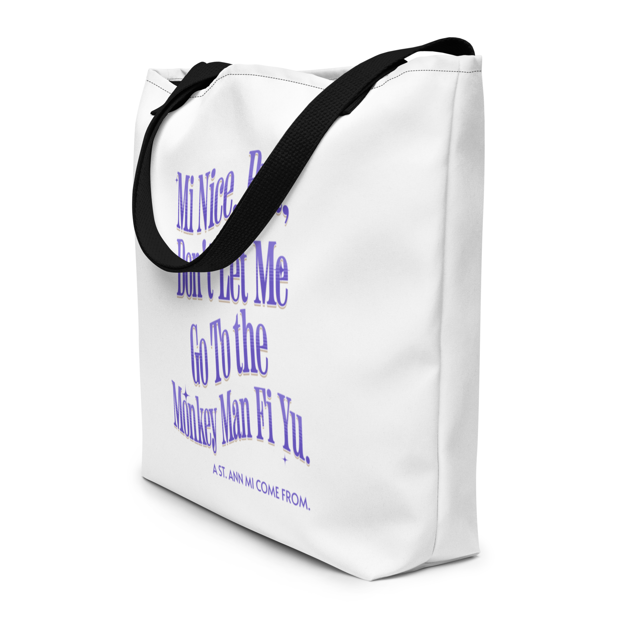 AST. ANN MI COME FROM - Large Tote Bag - Jamaica Tote Bags, Custom Cotton Tote Bags, Destination Tote Bags, Tote Bag Personalized