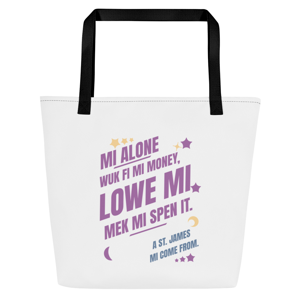 A ST. JAMES MI COME FROM - Large Tote Bag - Jamaica Tote Bags, Custom Cotton Tote Bags, Destination Tote Bags, Tote Bag Personalized