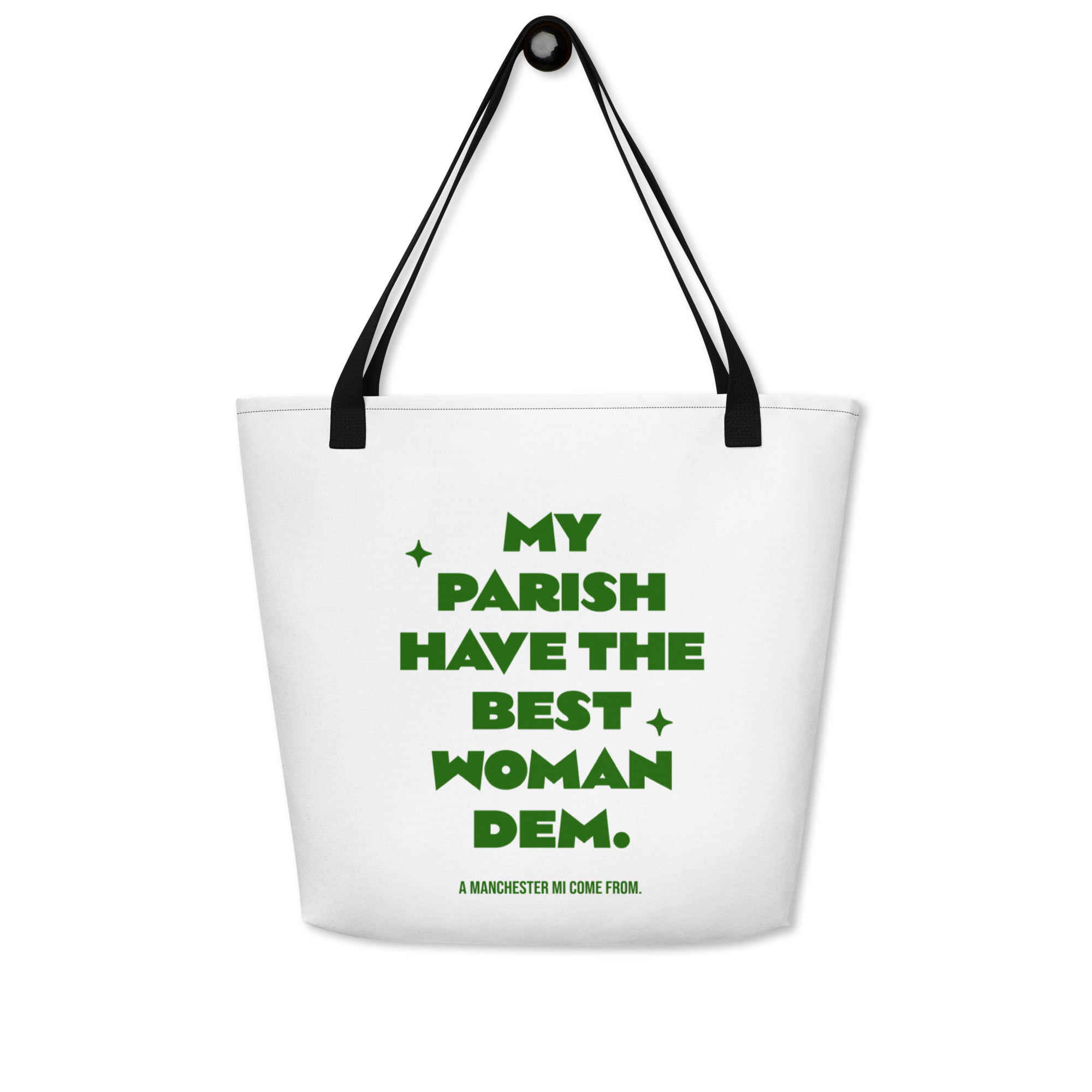 A MANCHESTER MI COME FROM - Large Tote Bag - Jamaica Tote Bags, Custom Cotton Tote Bags, Destination Tote Bags, Tote Bag Personalized