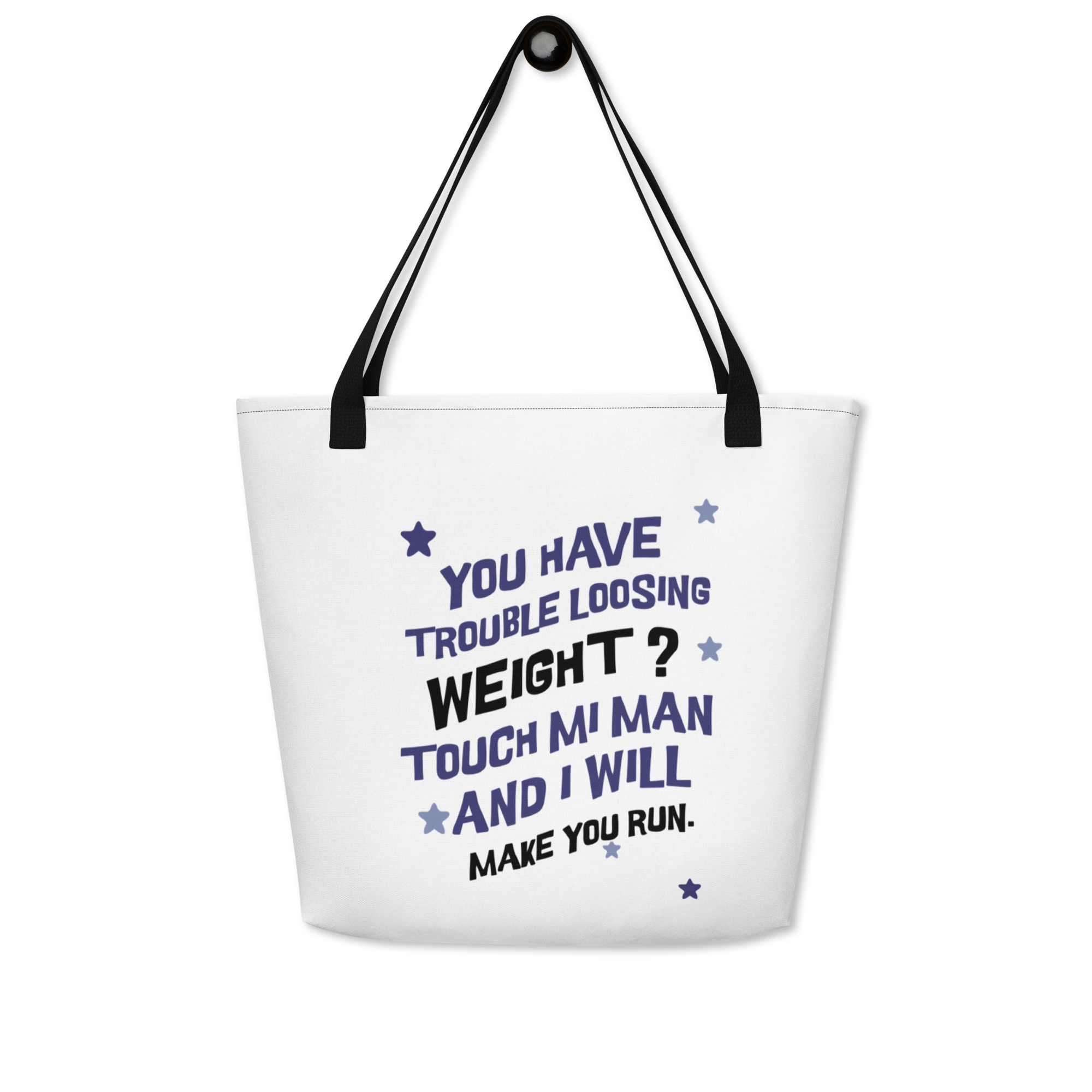 TOUCH MI MAN - Large Tote Bag - Jamaica Tote Bags, Custom Cotton Tote Bags, Destination Tote Bags, Tote Bag Personalized