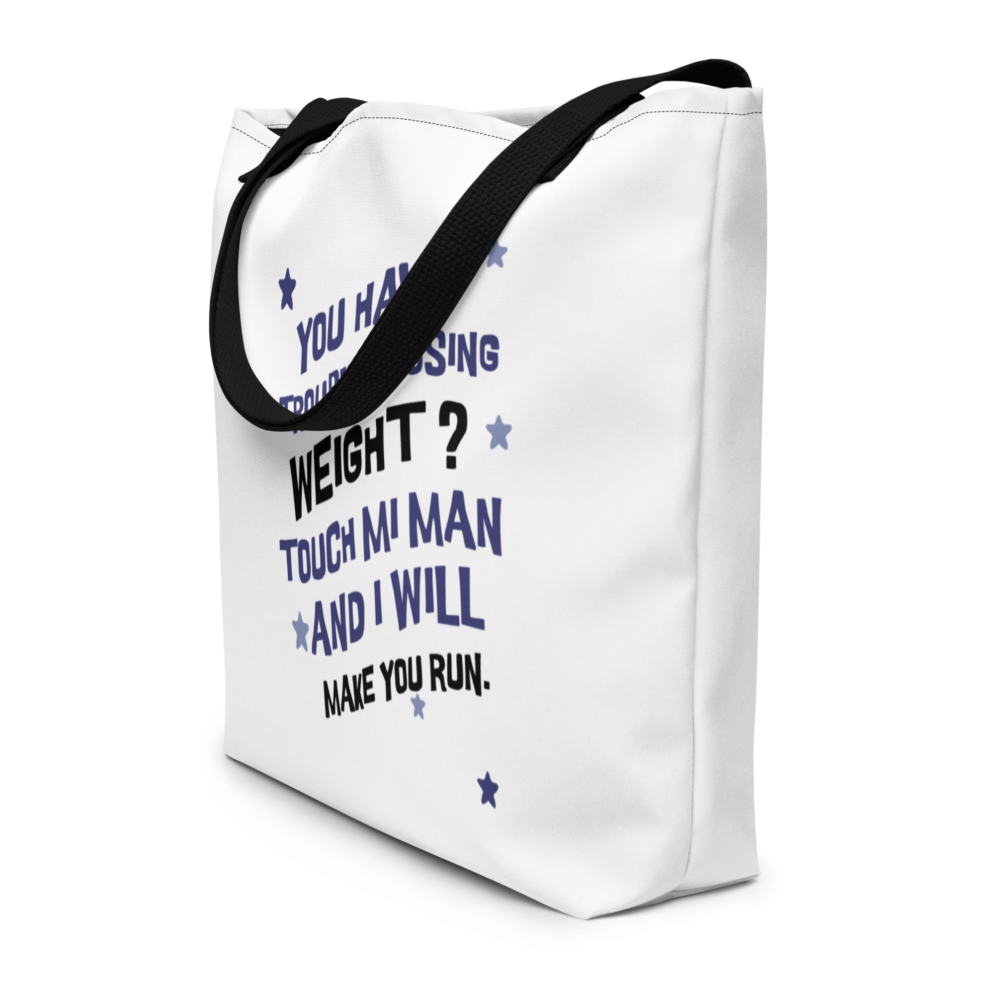 TOUCH MI MAN - Large Tote Bag - Jamaica Tote Bags, Custom Cotton Tote Bags, Destination Tote Bags, Tote Bag Personalized