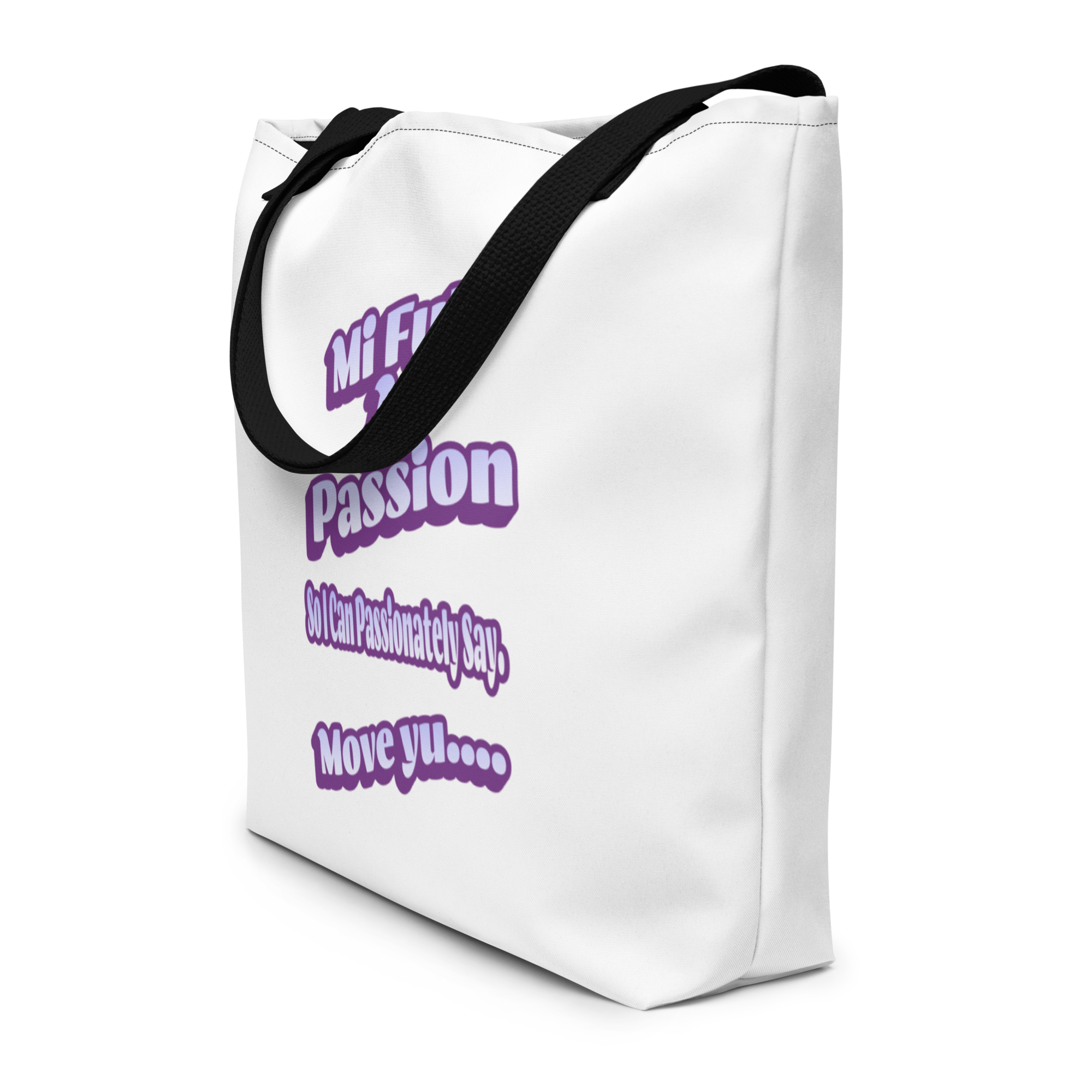 MI FULL A PASSION - Large Tote Bag - JamaicanhoodieJamaicanSlangonaHoodieJamaicanVacationHoodieFunnyJamaicanHoodie