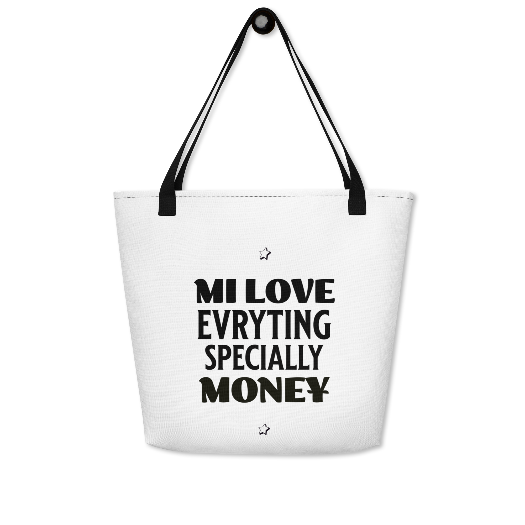 MI LOVE MONEY - Large Tote Bag - Jamaica Tote Bags, Custom Cotton Tote Bags, Destination Tote Bags, Tote Bag Personalized