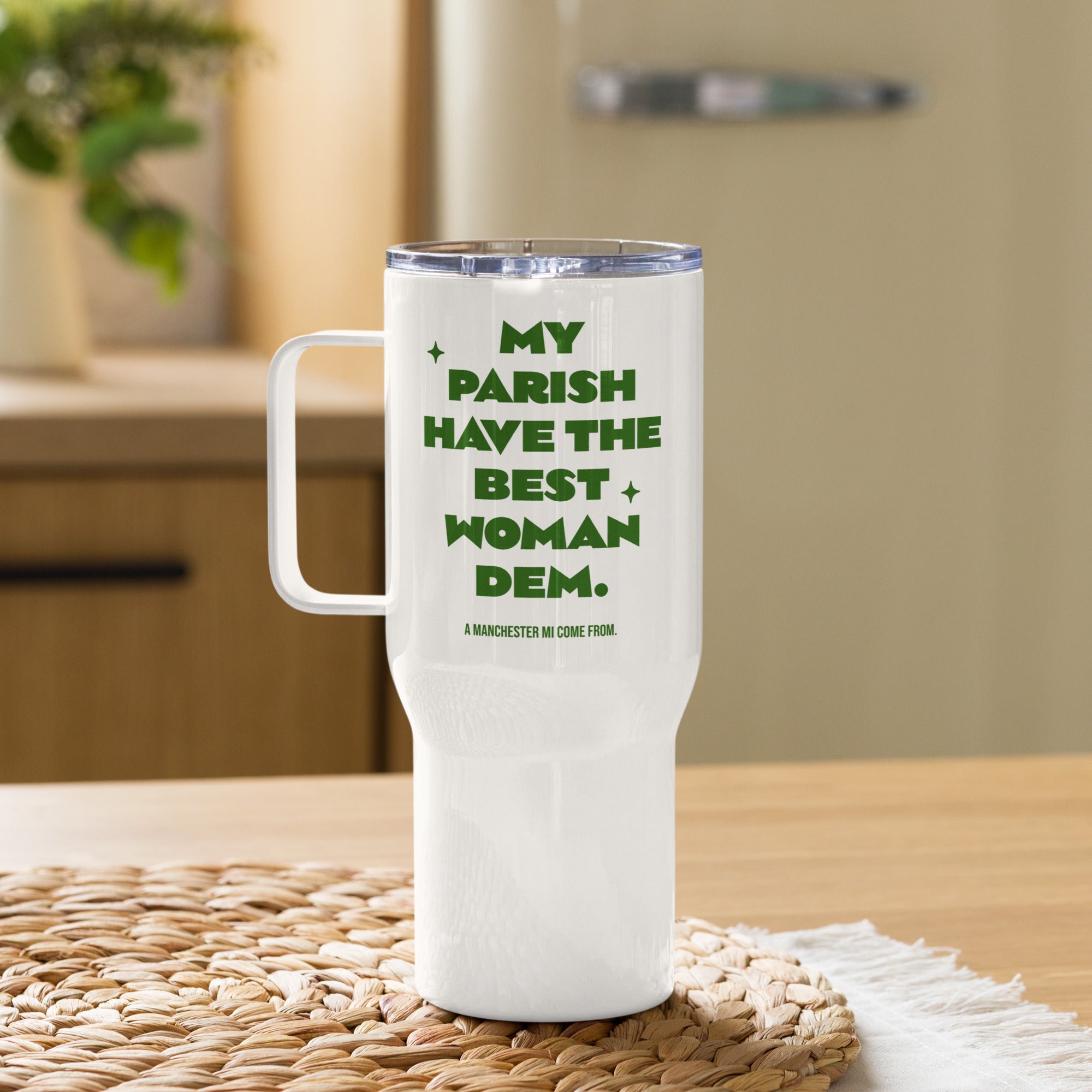 A MANCHESTER MI COME FROM - Travel Tumbler - Jamaican Gift, Funny Jamaican Tumbler, Jamaican Drinking cup, Jamaican Stanley Cup