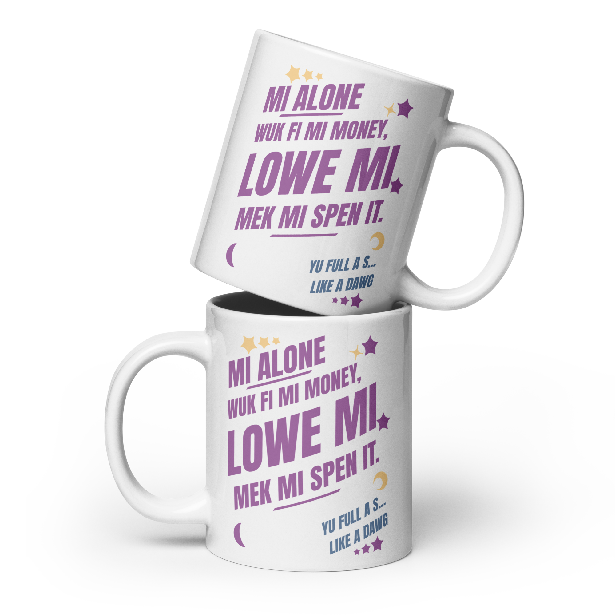 WUK FI MI MONEY - White glossy mug - Jamaican Gift, Funny Jamaican Coffee Mug, Jamaican Coffee Cup, Jamaican Tea Cup