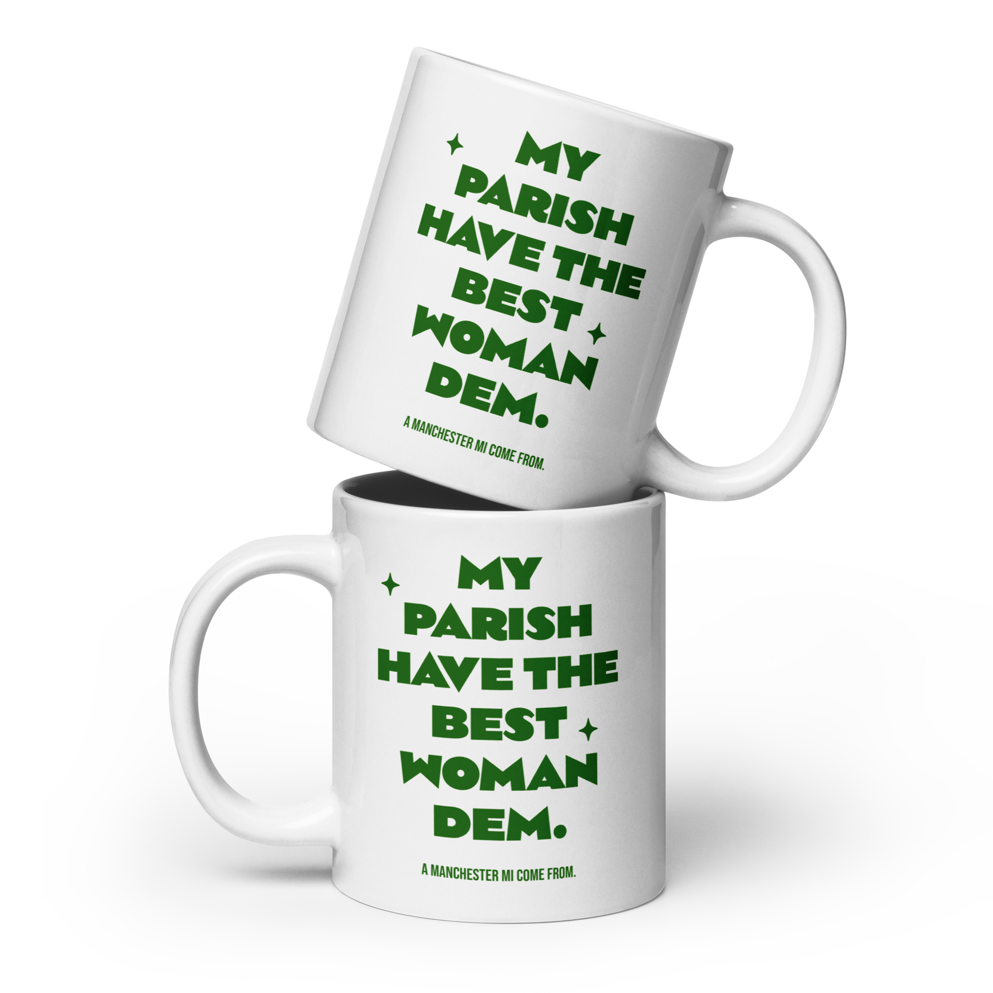 A MANCHESTER MI COME FROM - White glossy mug - Jamaican Gift, Funny Jamaican Coffee Mug, Jamaican Coffee Cup, Jamaican Tea Cup