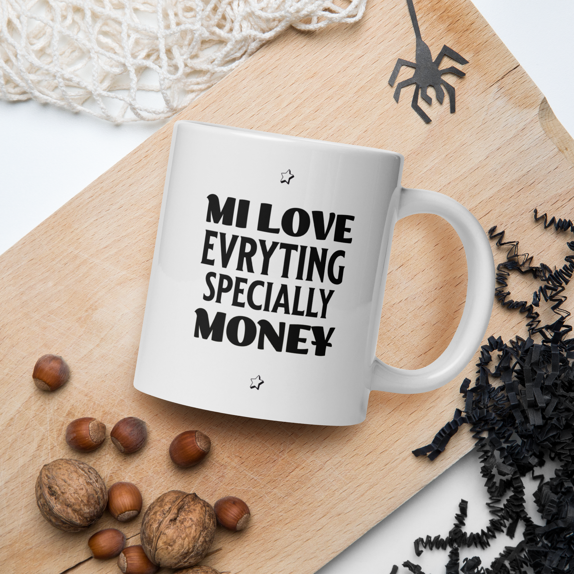 MI LOVE MONEY -White glossy mug - Jamaican Gift, Funny Jamaican Coffee Mug, Jamaican Coffee Cup, Jamaican Tea Cup