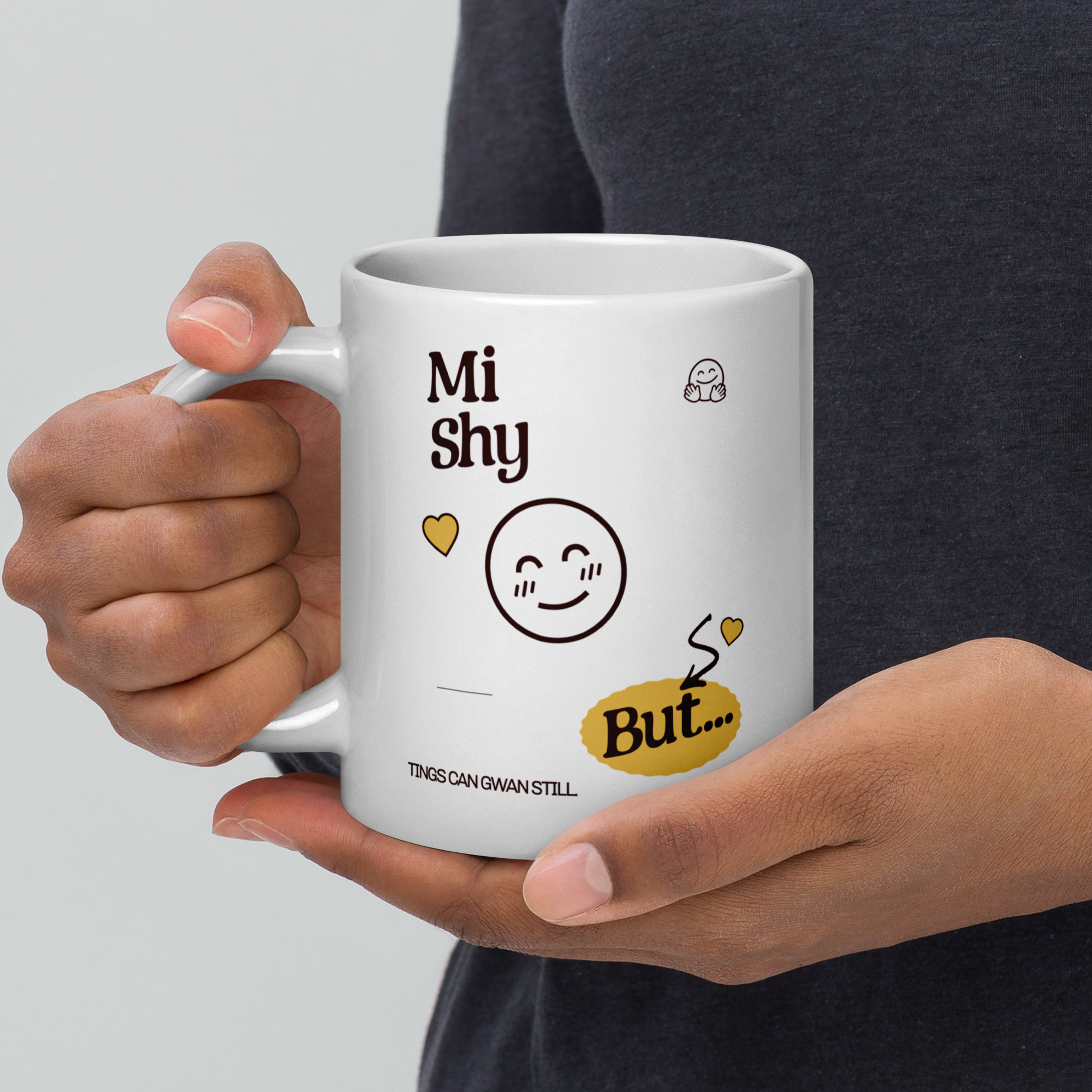 MI SHY - White glossy mug - Jamaican Gift, Funny Jamaican Coffee Mug, Jamaican Coffee Cup, Jamaican Tea Cup