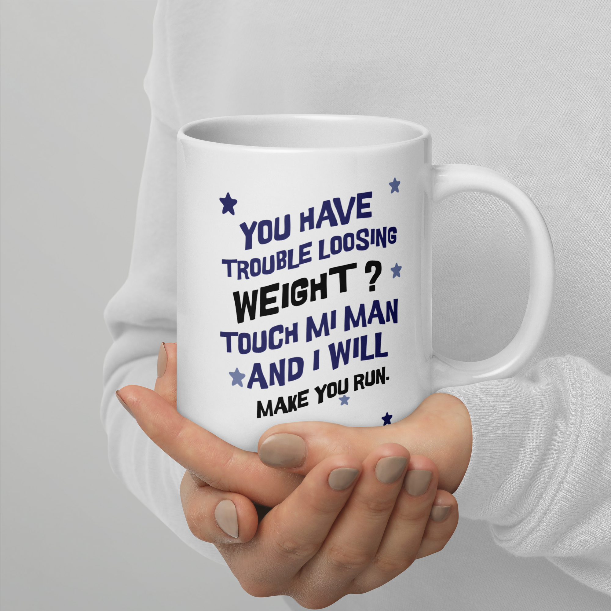 TOUCH MI MAN - White glossy mug - Jamaican Gift, Funny Jamaican Coffee Mug, Jamaican Coffee Cup, Jamaican Tea Cup