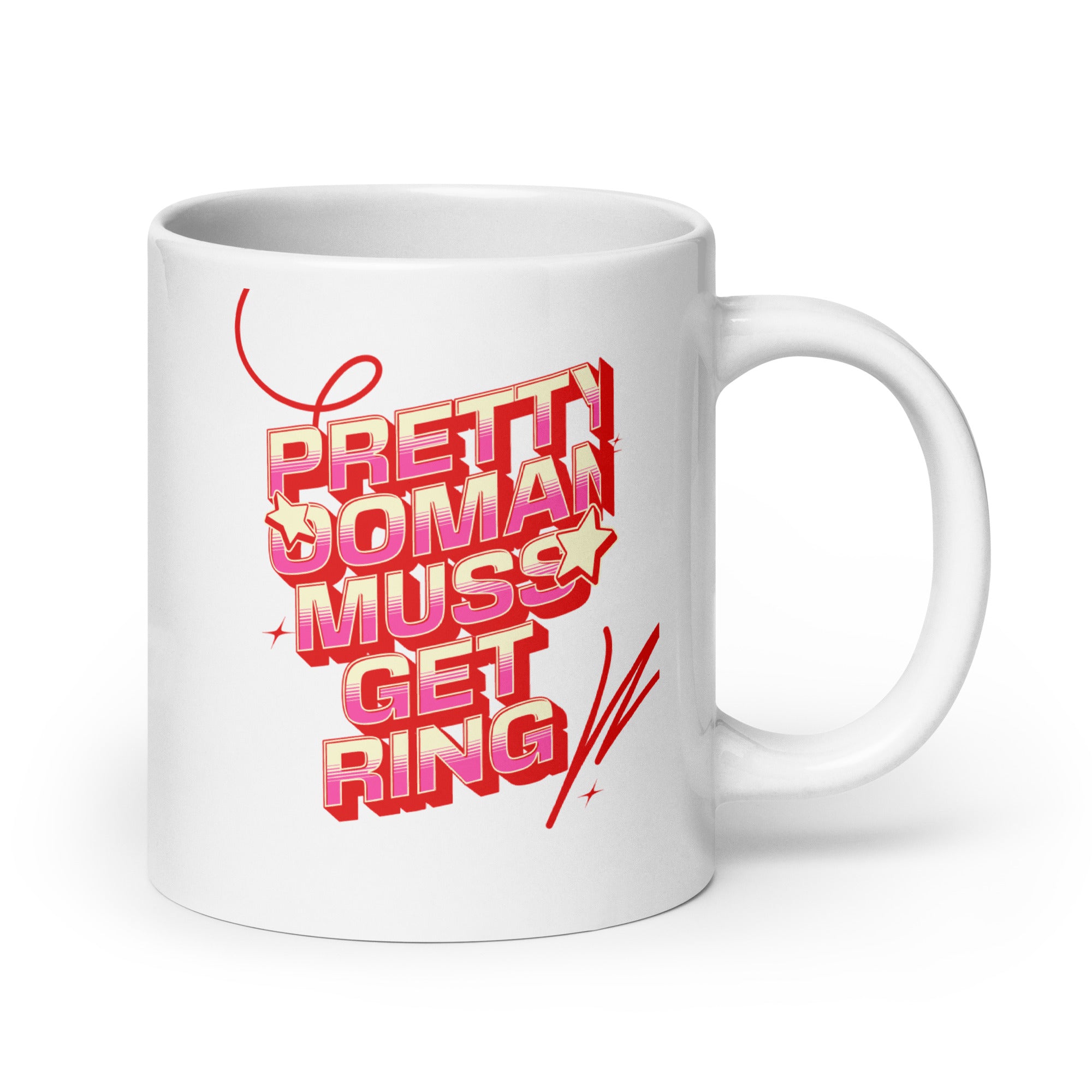 PRETTY OOMAN MUSS GET RING - White glossy mug - Jamaican Gift, Funny Jamaican Coffee Mug, Jamaican Coffee Cup, Jamaican Tea Cup