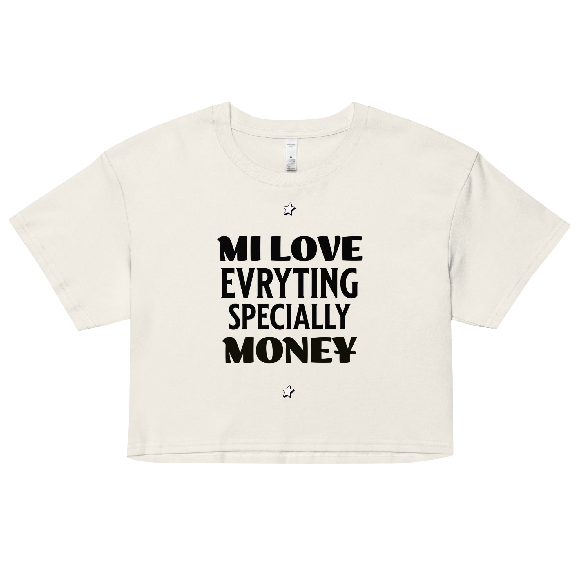 MI LOVE MONEY- Women’s crop top - Jamaican T Shirt - Jamaican Slang on a T Shirt, Jamaican Tee shirt Jamaican vacation Shirt, Funny Jamaican shirt