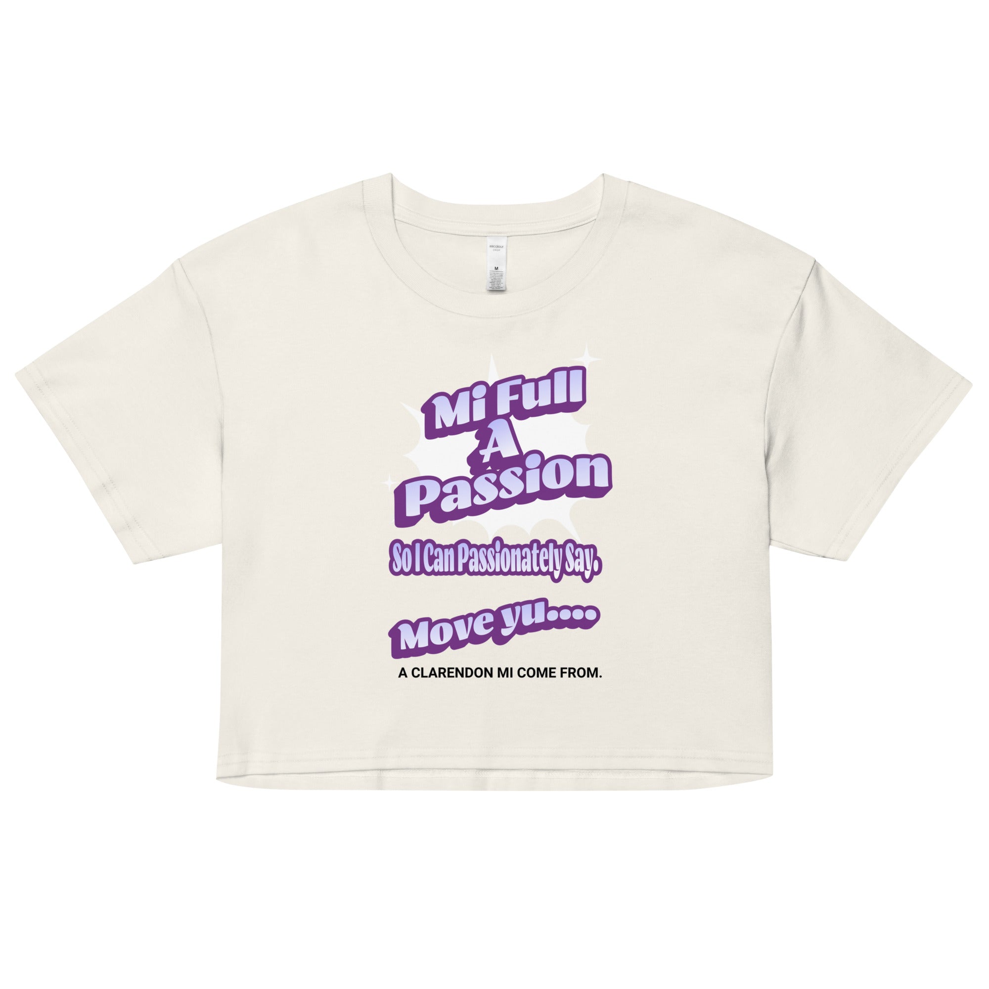 A CLARENDON MI COME FROM - Women’s crop top - Jamaican T Shirt - Jamaican Slang on a T Shirt, Jamaican Tee shirt Jamaican vacation Shirt, Funny Jamaican shirt