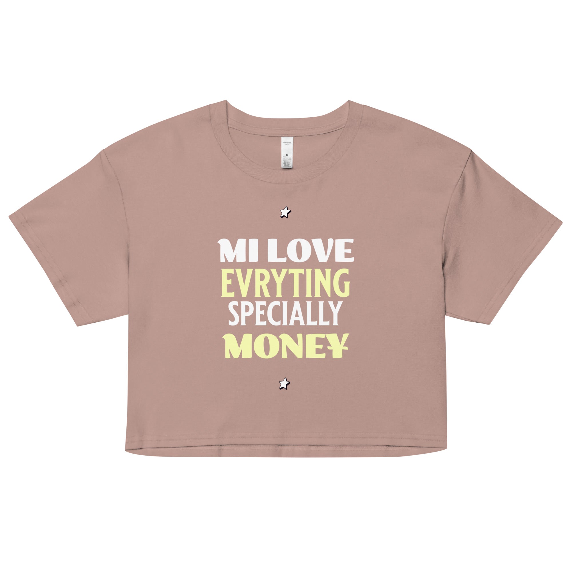 MI LOVE MONEY - Women’s crop top - Jamaican T Shirt - Jamaican Slang on a T Shirt, Jamaican Tee shirt Jamaican vacation Shirt, Funny Jamaican shirt