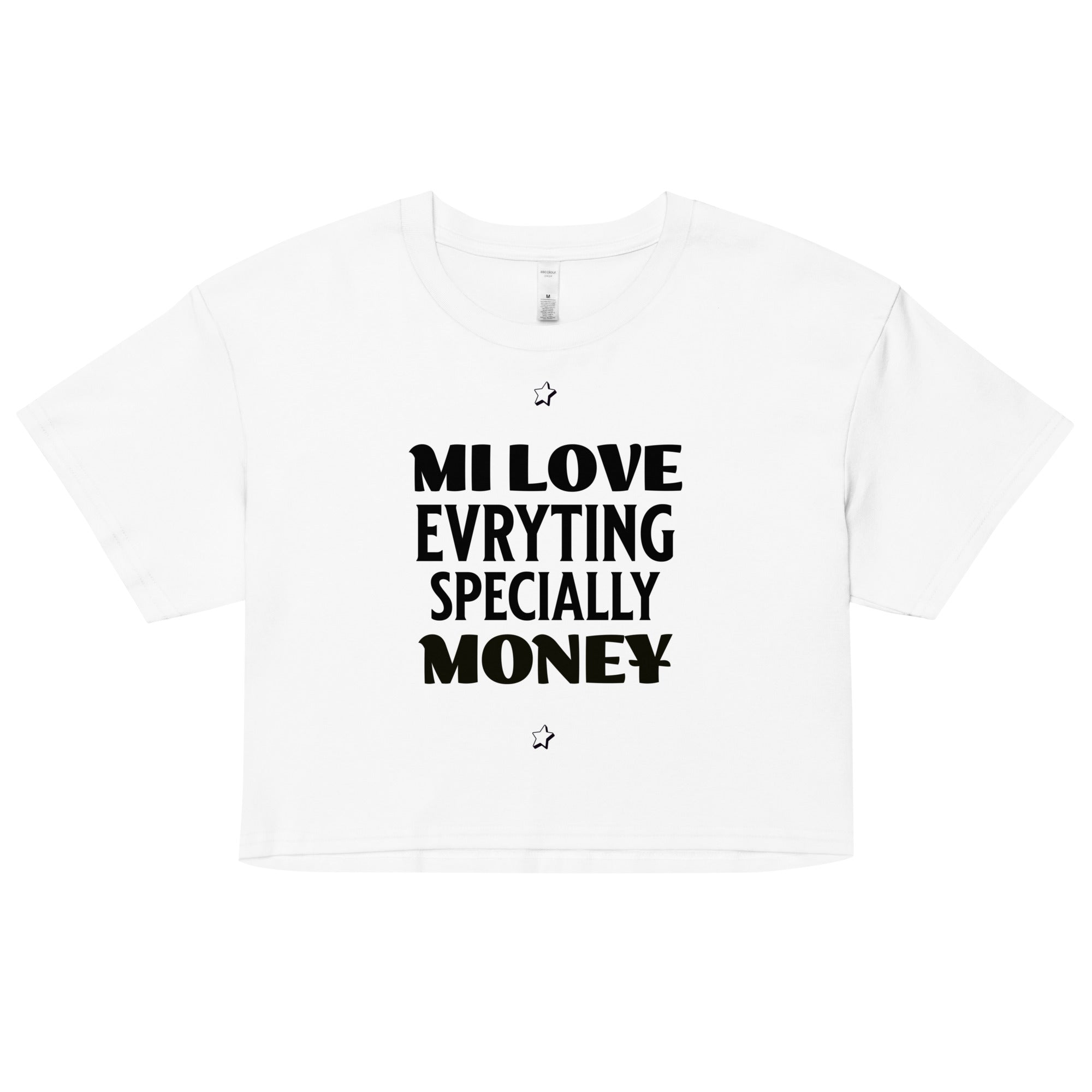 MI LOVE MONEY- Women’s crop top - Jamaican T Shirt - Jamaican Slang on a T Shirt, Jamaican Tee shirt Jamaican vacation Shirt, Funny Jamaican shirt